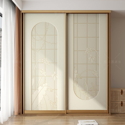 现代简约反弧线卧室衣柜门翻新贴纸自粘防水墙贴改造装饰遮丑