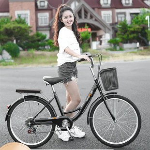 自行车女款 通勤青少年实心胎成人大学生单车 变速轻便24寸26寸男式