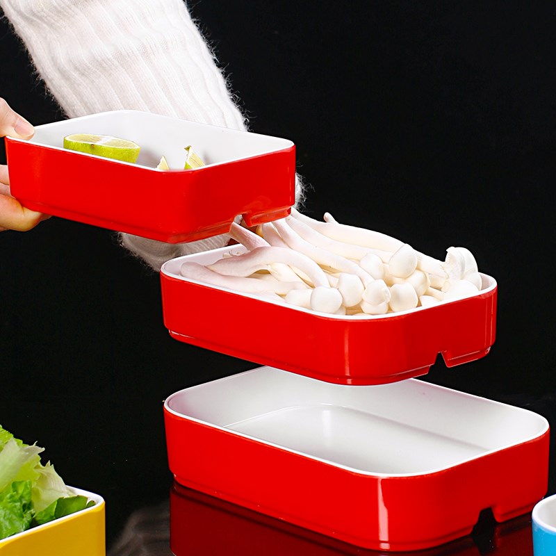 火锅店配菜盘捞汁小海鲜展示盘子长方形塑料饭店碟子餐具