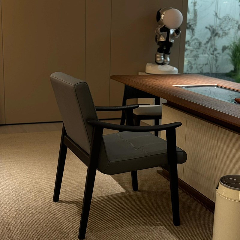 2025新款高端黑胡桃木茶桌办公室售楼处实木茶台现代家用泡茶桌