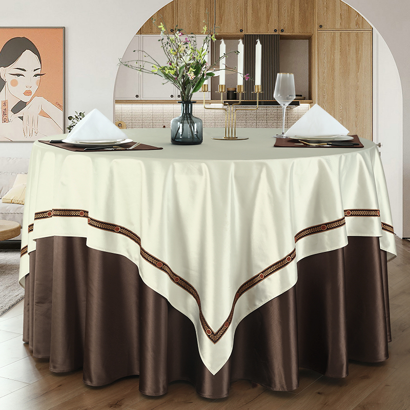 定制酒店纯色台布桌布圆形w圆桌家用餐厅饭店会议宴会台布布艺