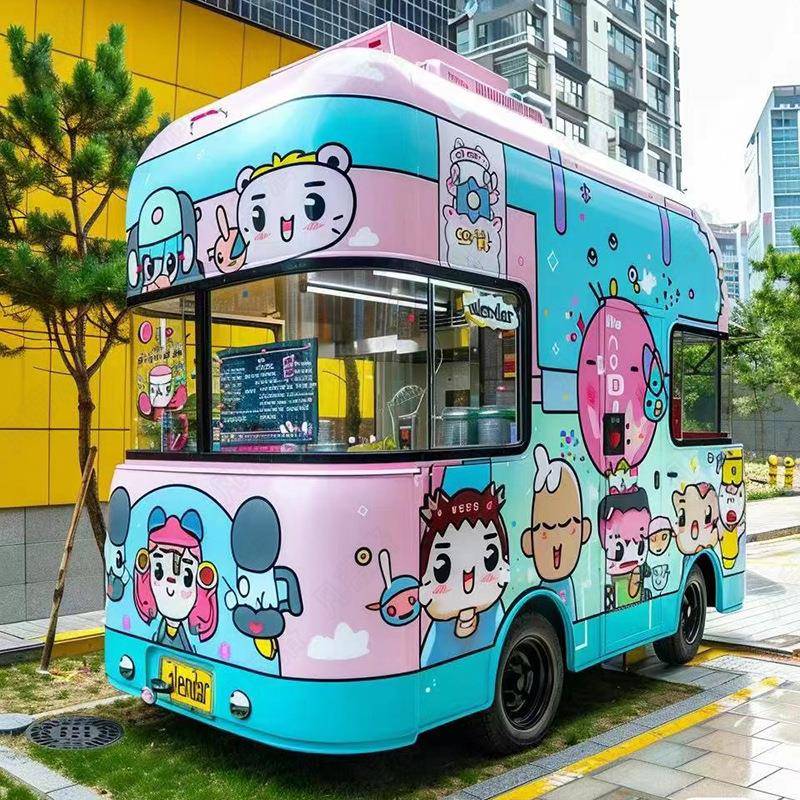 移彩色XXH异餐形车厂家夜市摆摊食美售卖车电动大空间户外动餐车