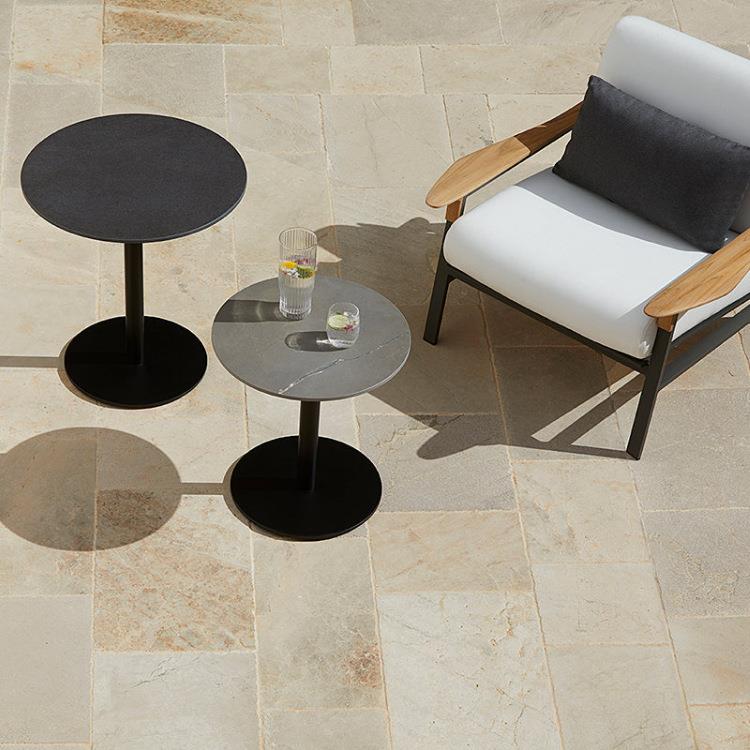 阳台茶户外几休闲实木酒店边几板房设家计样师125柚木岩板用小圆