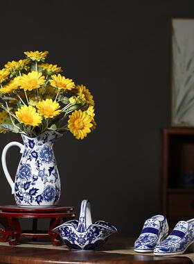 瓷陶器意花瓶摆客件创中式家居青花瓷摆件厅电视柜装摆件装MRY饰