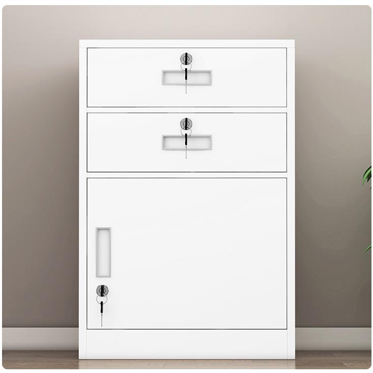 文件屉铁皮矮柜办公SES室落地抽型档案储物工具床头收纳带锁小柜