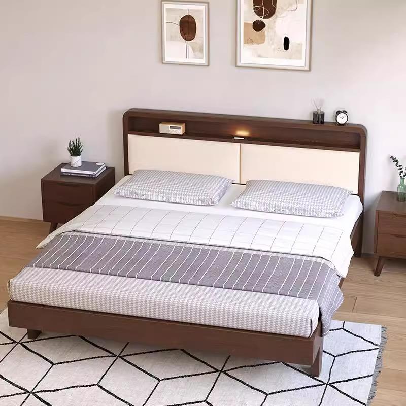 软包全单实木主卧1.m大床家用5出8租房1.米双人MBH902#床软靠背床