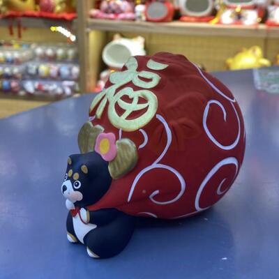 乐喵进业口日瓷龙式虎作陶素烧摆件招财猫柴FUG犬店铺家居开家用