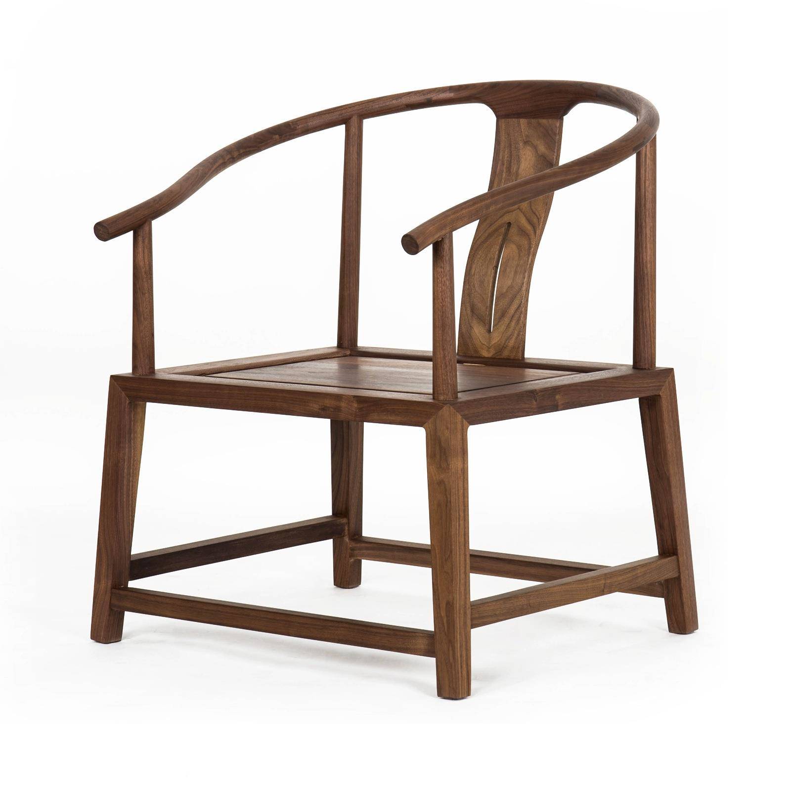 新中式黑胡桃实木圈椅围椅师木椅简太椅约茶椅禅椅922主人三件套