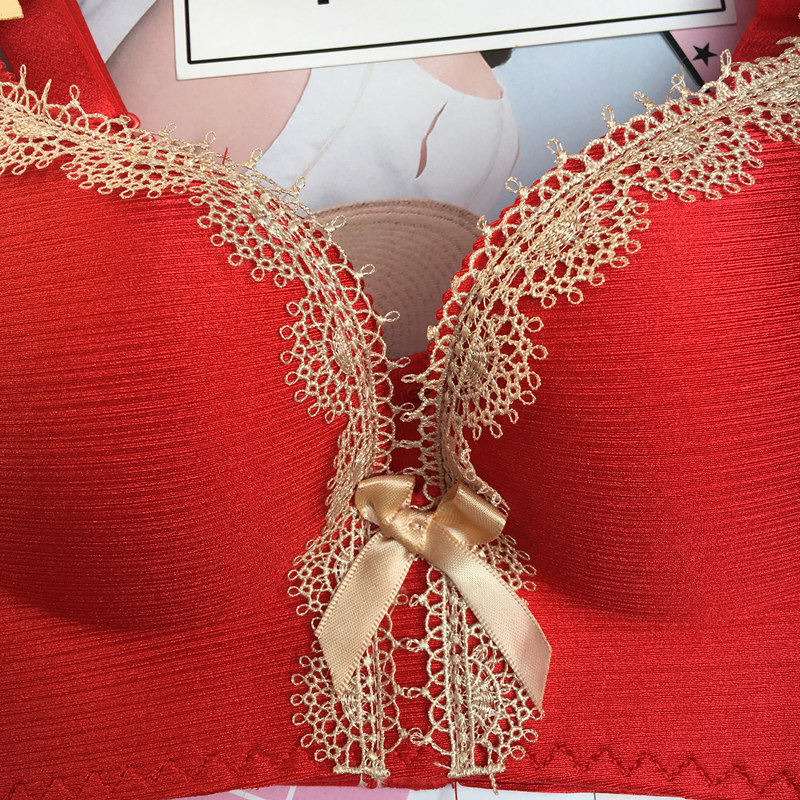 厚薄款拉丝内衣套装女士文胸聚拢无钢圈收副乳无痕胸罩防下垂胸小