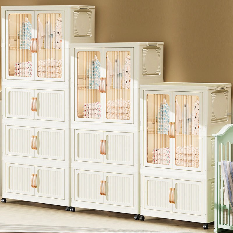免安装收纳柜多层双开门客厅小衣橱家用卧室简易折叠塑料儿童衣柜