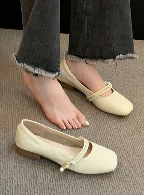 平底17443晚温柔仙女风单鞋晚女2024新春秋低跟珍玛款丽豆豆奶奶