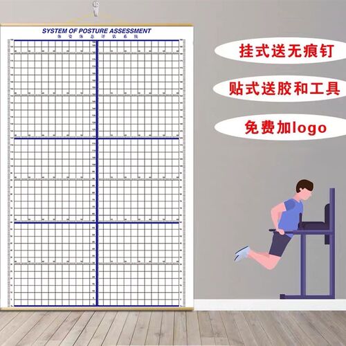 体态评估图挂式私教o评估表伽健身姿势对比图健身体态评估表墙贴