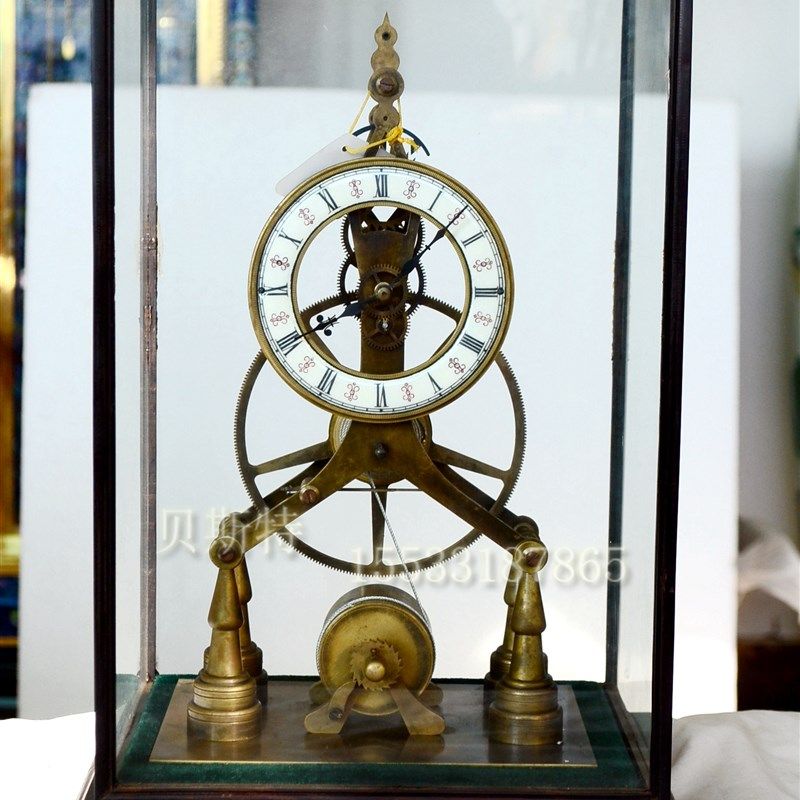 方骨架钟表欧式西洋机械座钟上弦仿古做旧台钟 装饰样板间