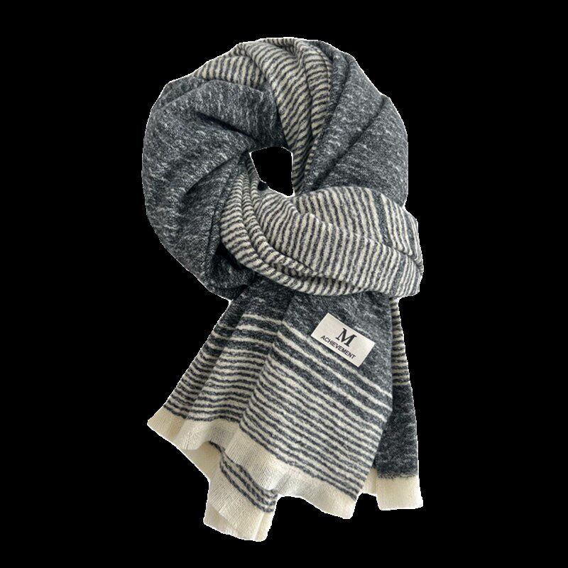 拼色条纹加大加宽围巾防寒加厚情侣款围脖男女碎毛边保暖披肩