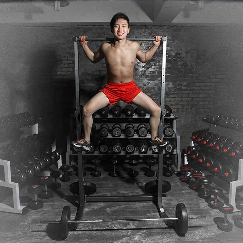 家用引体向上举重床深蹲架卧推器多功能杠铃架单杠牧师架健身器材