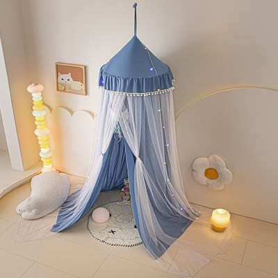 圆顶床幔儿童室内避光床帘挡风双层布帘遮光蚊帐吊顶床上婴儿帐篷