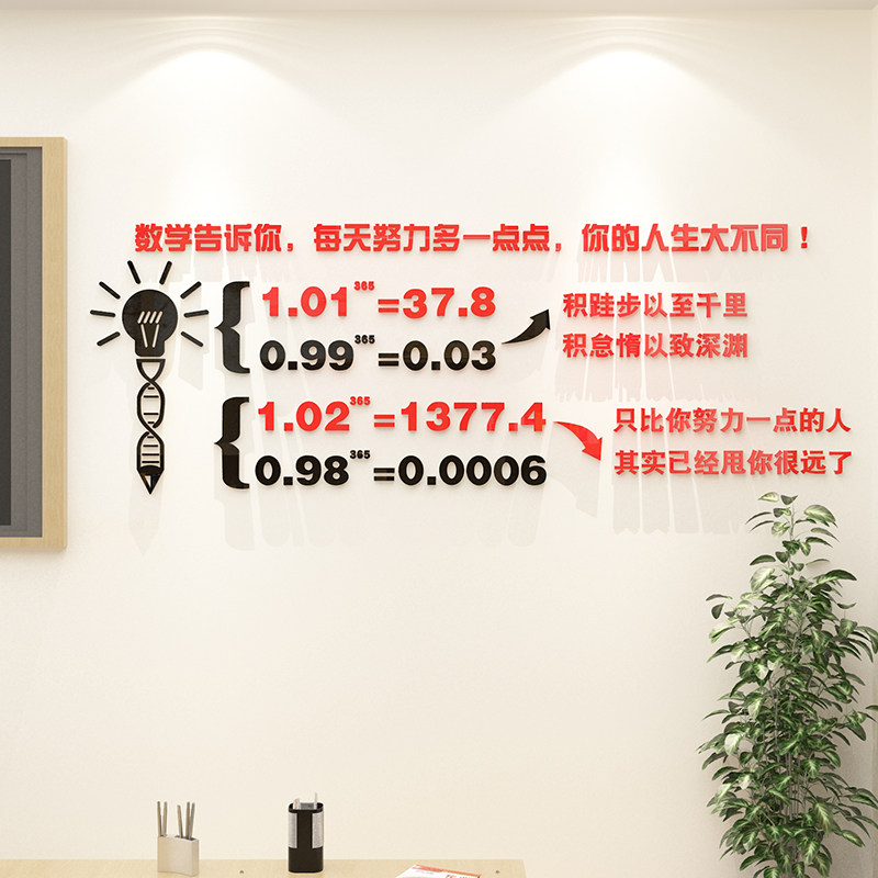 数学公式365次方励志墙贴纸 教室布G置防水立体墙贴 班级文化装饰