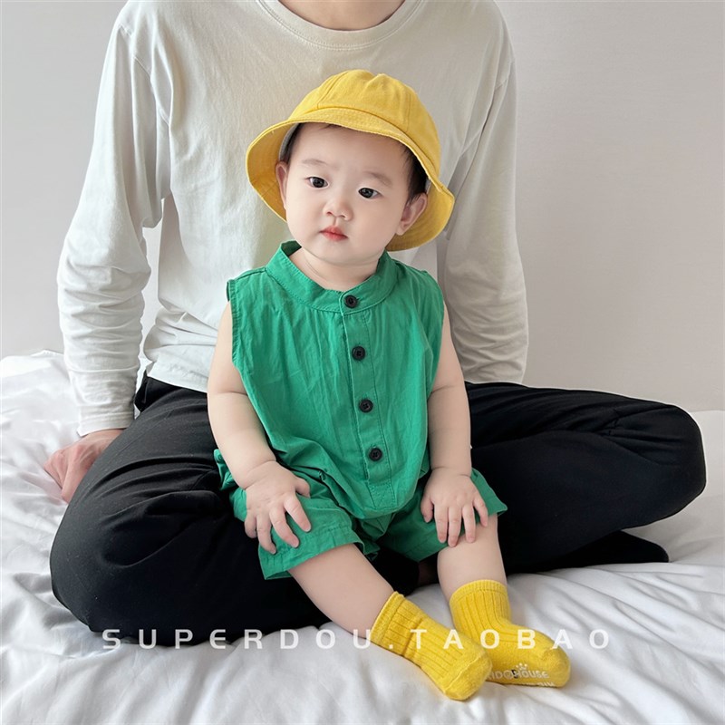 一岁男宝宝夏装超萌可爱动物造型连体衣婴儿夏季薄款无袖哈衣爬服