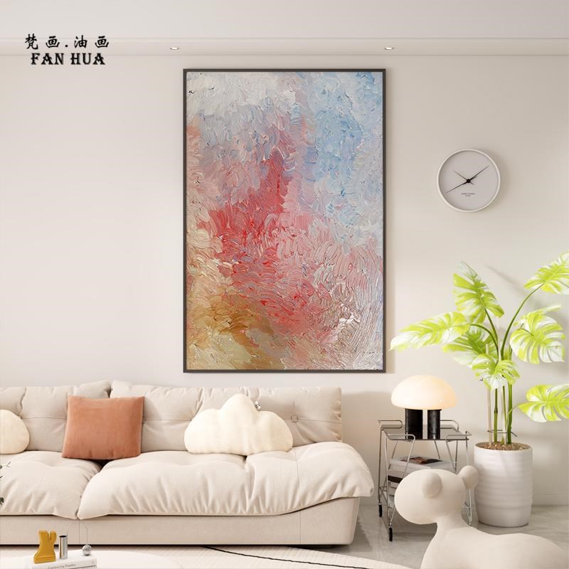 网红玄关高级感装饰画手绘油客现画代简约抽象厅沙发落地壁画卧室