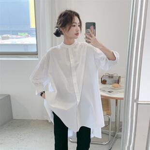 韩国东大门~孕妇装衬衫女春秋季宽松bf风中长Q款大码长袖潮妈衬衫