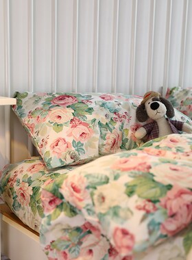 田园小玫瑰ins欧美式小碎花床上四件套全棉纯棉1.5m1.Y8米被套床