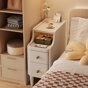 实木极窄床头柜小型20cm窄边柜30公分夹缝储物柜家用卧室收纳柜子