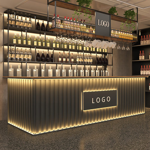工业风酒吧清吧铁艺吧台奶茶店台球室餐厅收银台转角前台商用铁艺