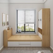 现代简约榻榻米床柜一体1.2米1.5米多功能储物收纳小户型床柜组合