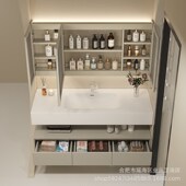 酒店风可丽耐一体盆浴室柜组合现代简约卫生间吊柜洗手洗脸洗漱台