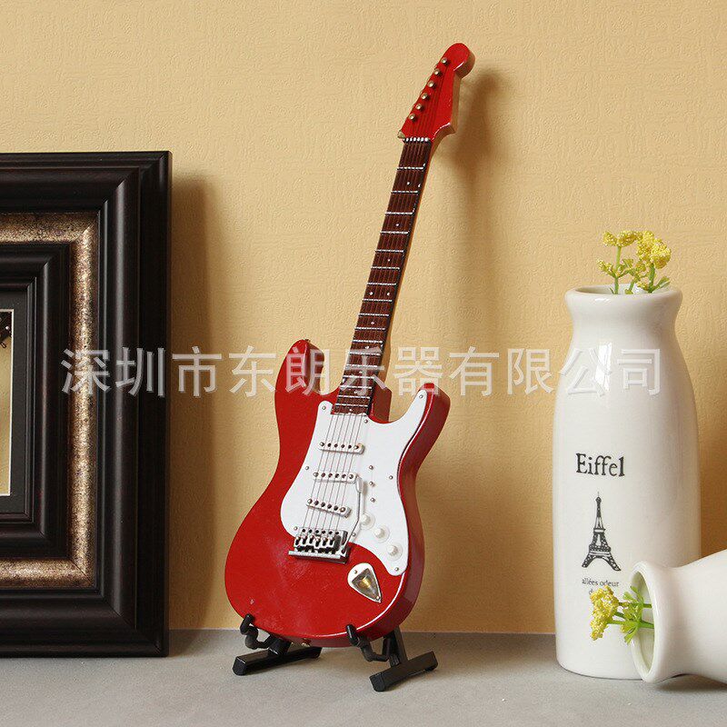 迷你电吉他模型摆件生日聚会摆件木质工艺品圣诞树挂件电贝斯模型