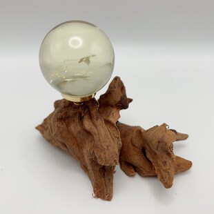 水晶球底座 天然风化木球座实木原木球形支架 办公室家居时尚摆件