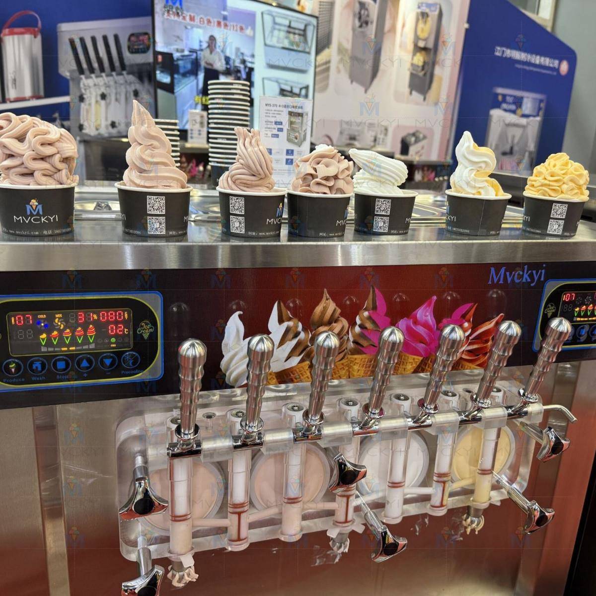商用软质冰淇淋机7口味可连打80杯雪糕专利8功能冷饮冰激凌设备