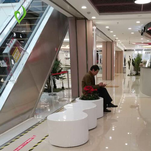 美陈创意异形玻璃钢休闲座椅花盆组合长凳商场酒店大厅休息等候椅