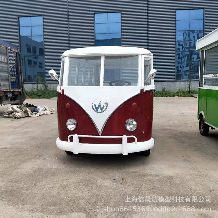 铁艺一比一大众巴士复古摆件多功能美食餐车商场落地摆件影视道具