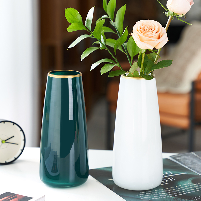 水培小口玻璃花瓶水养尤加u利叶鲜花玫瑰插花瓶摆件客厅新中式简