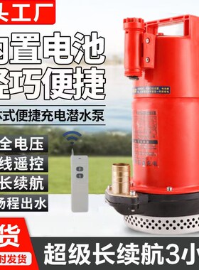 充电式抽水泵锂电潜水泵农用户外灌溉12VM浇地远程遥控启停抽水机