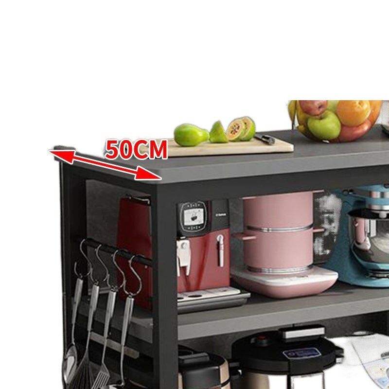 厨房置物架落地多功能切菜台微波炉锅具收纳窄边柜家用储物架长桌