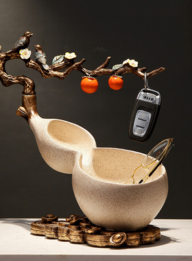 玄关招财进宝葫i芦收纳家用客厅电视柜摆件乔迁新居入门钥匙置物