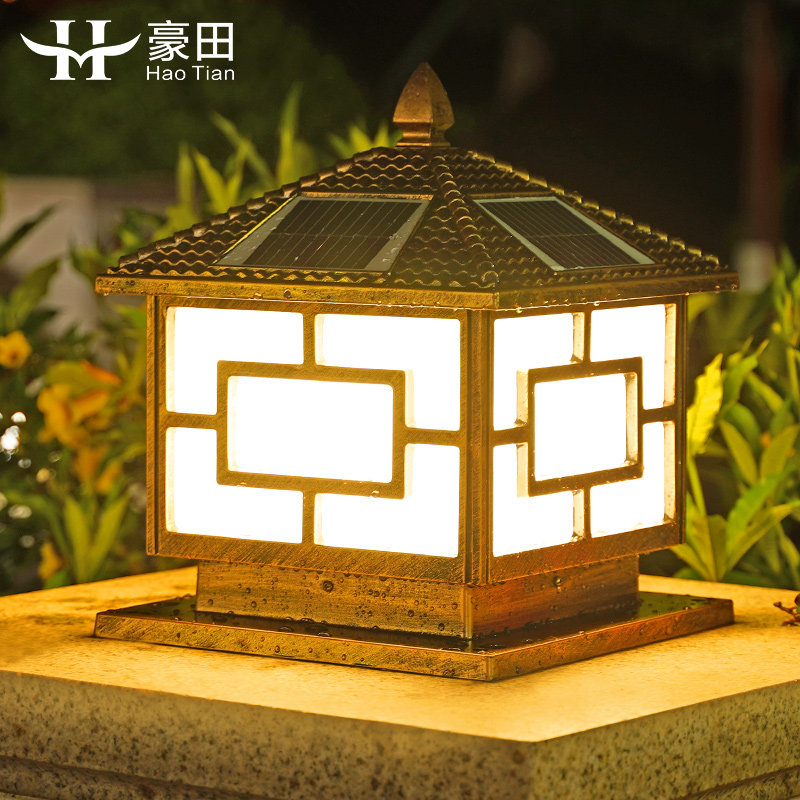 太阳能别墅柱头灯门柱户外v防水庭院大门口柱子围墙灯家用室外超