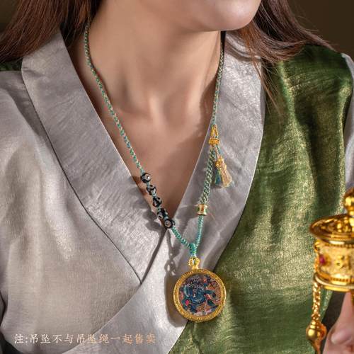 手搓棉线藏式风唐卡项链挂