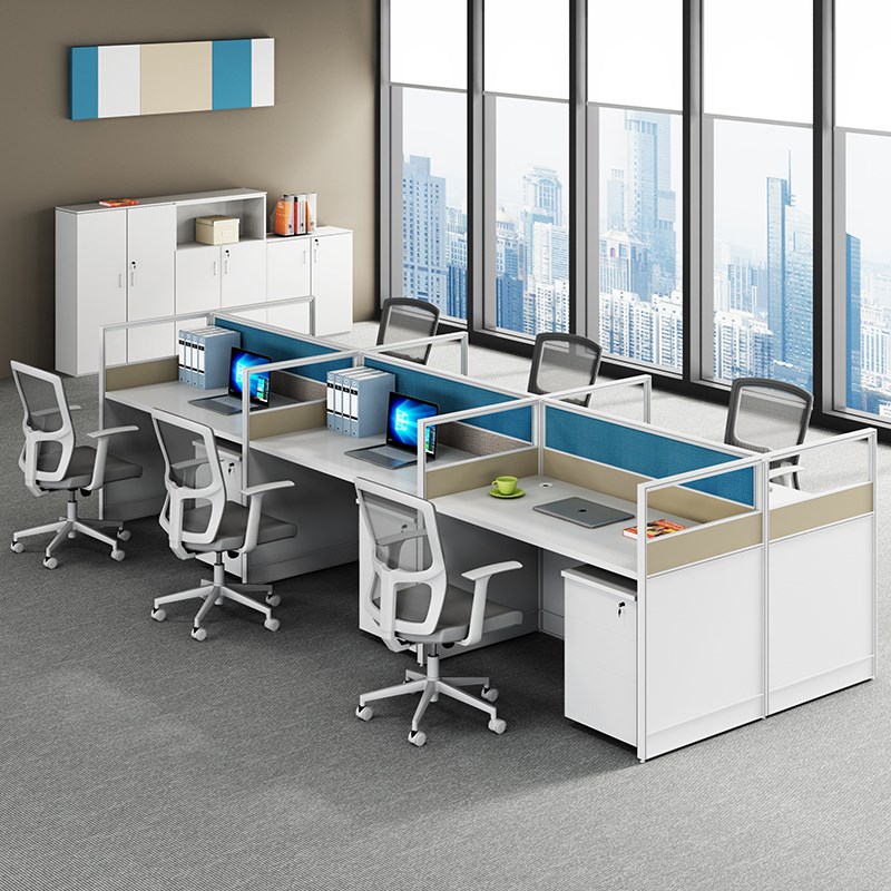 L型转角财务屏风办公桌职员工位电脑现代简约隔断卡座双四人厦门