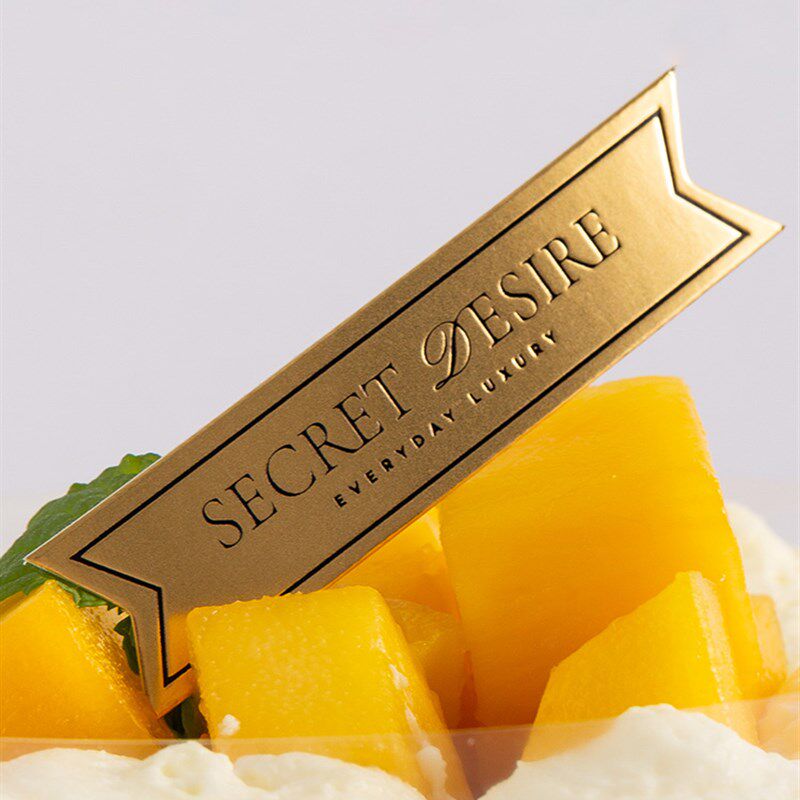 金色蛋糕插牌logo定制烘焙甜品节日装饰插卡烫金标签摆件定做