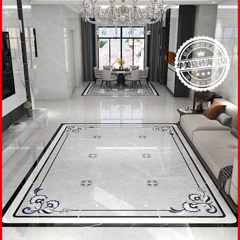 客厅拼花瓷砖灰色简约拼图地x砖餐厅入户过道图案造型通体地板砖
