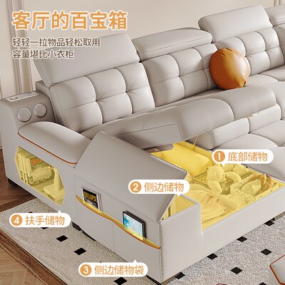 猫爪皮沙发床折叠两用小户型贵妃多功能可伸缩抽拉储物科技布沙发