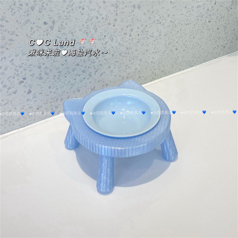 猫碗增高架韩国bd猫碗陶瓷高脚护颈宠物狗碗支架加高猫食盆猫碗架