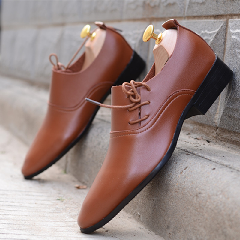 理发师皮鞋白色男士休闲鞋时尚个性男生皮鞋韩版潮流英伦尖春季