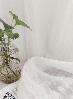 厨房短帘半帘门帘遮阳纱帘u窗帘遮挡帘窗户魔术贴免打孔纱飘窗遮