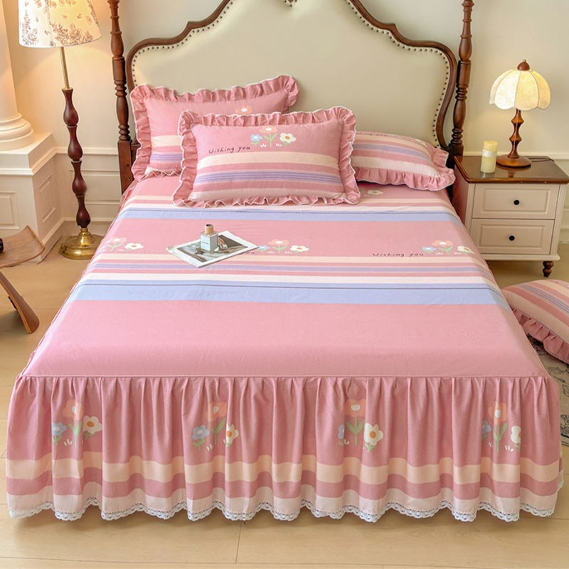 公主风床裙款四件套纯棉全棉磨毛2025新款秋冬季加厚床品被套床罩