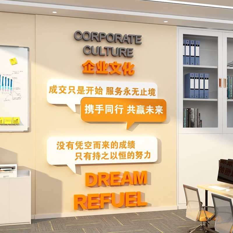 办公室司墙面装饰氛围进门布置员工励志标语企业文化形象背景挂画