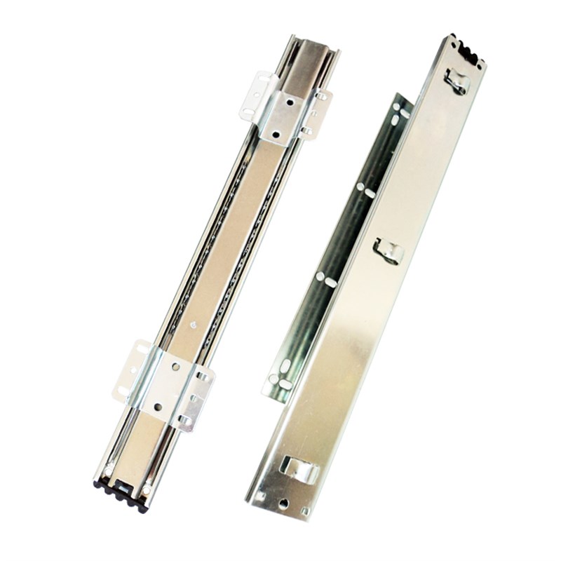 橱柜厨房拉篮轨道碗篮滑轨加厚滑道抽屉侧装可调导轨碗柜三节滚珠